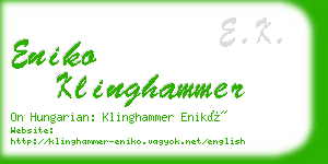 eniko klinghammer business card